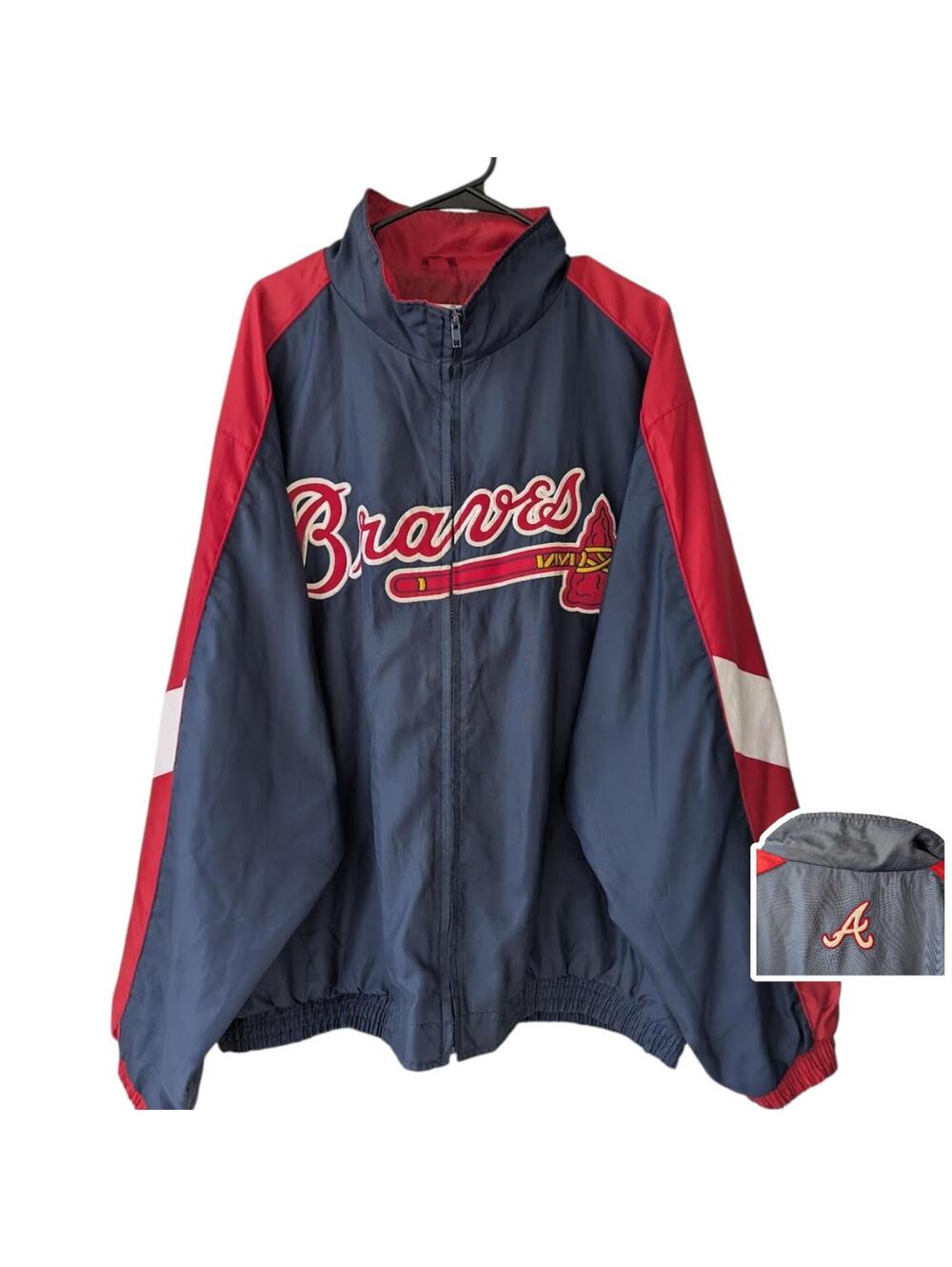 Vintage Atlanta Braves Windbreaker Jacket Mens XL Majestic MLB 90s Coat see desc